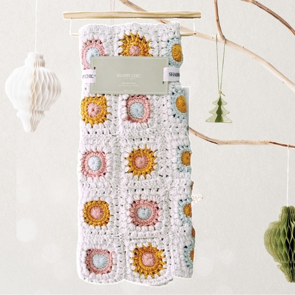 Shabby Chic Other - NEW Shabby Chic Granny Squares Chunky Afghan Hand Crochet Floral Throw Blanket